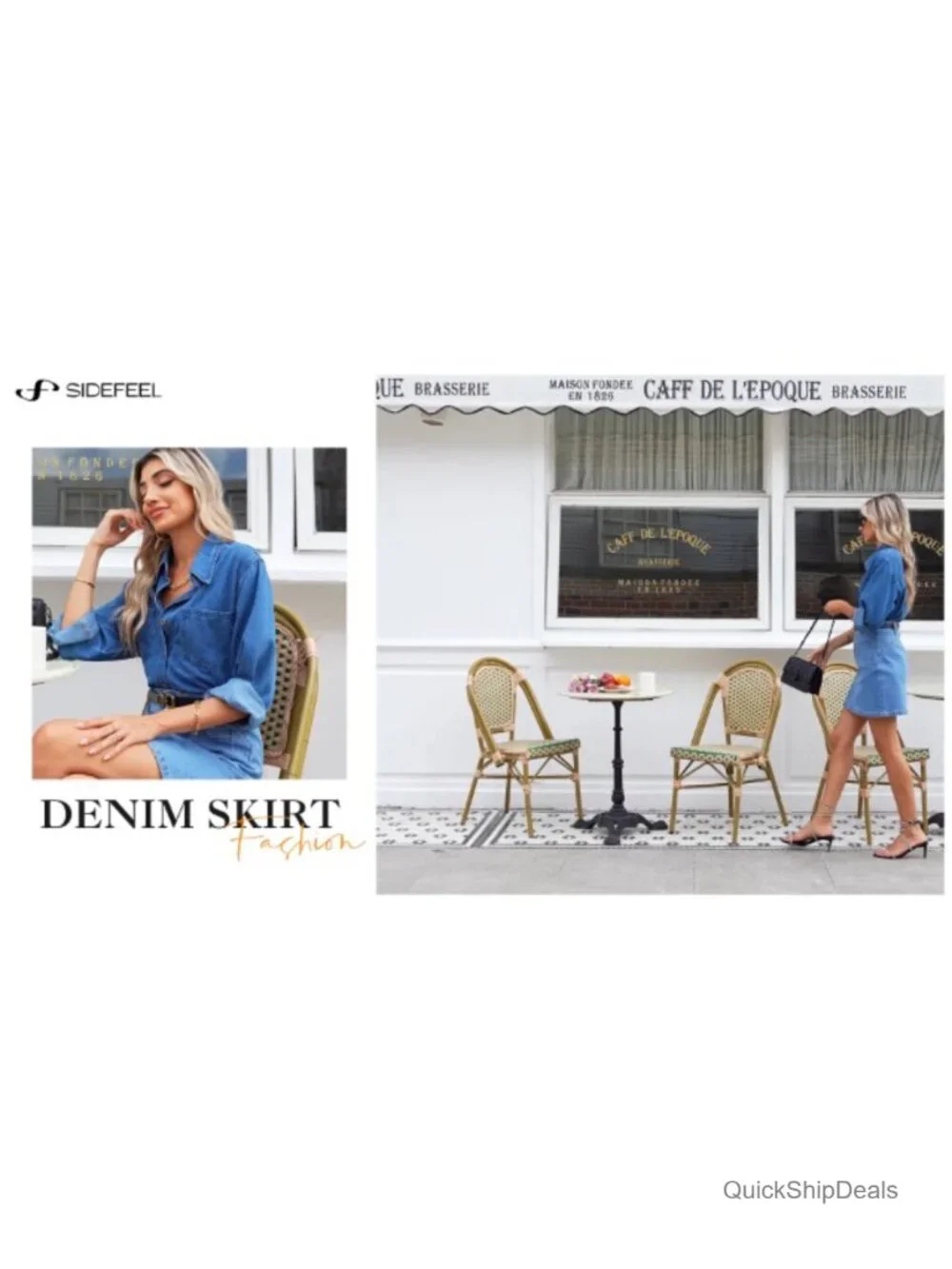 High Waist A-Line Denim Skirt with Pockets, Cotton Blend, Button Down